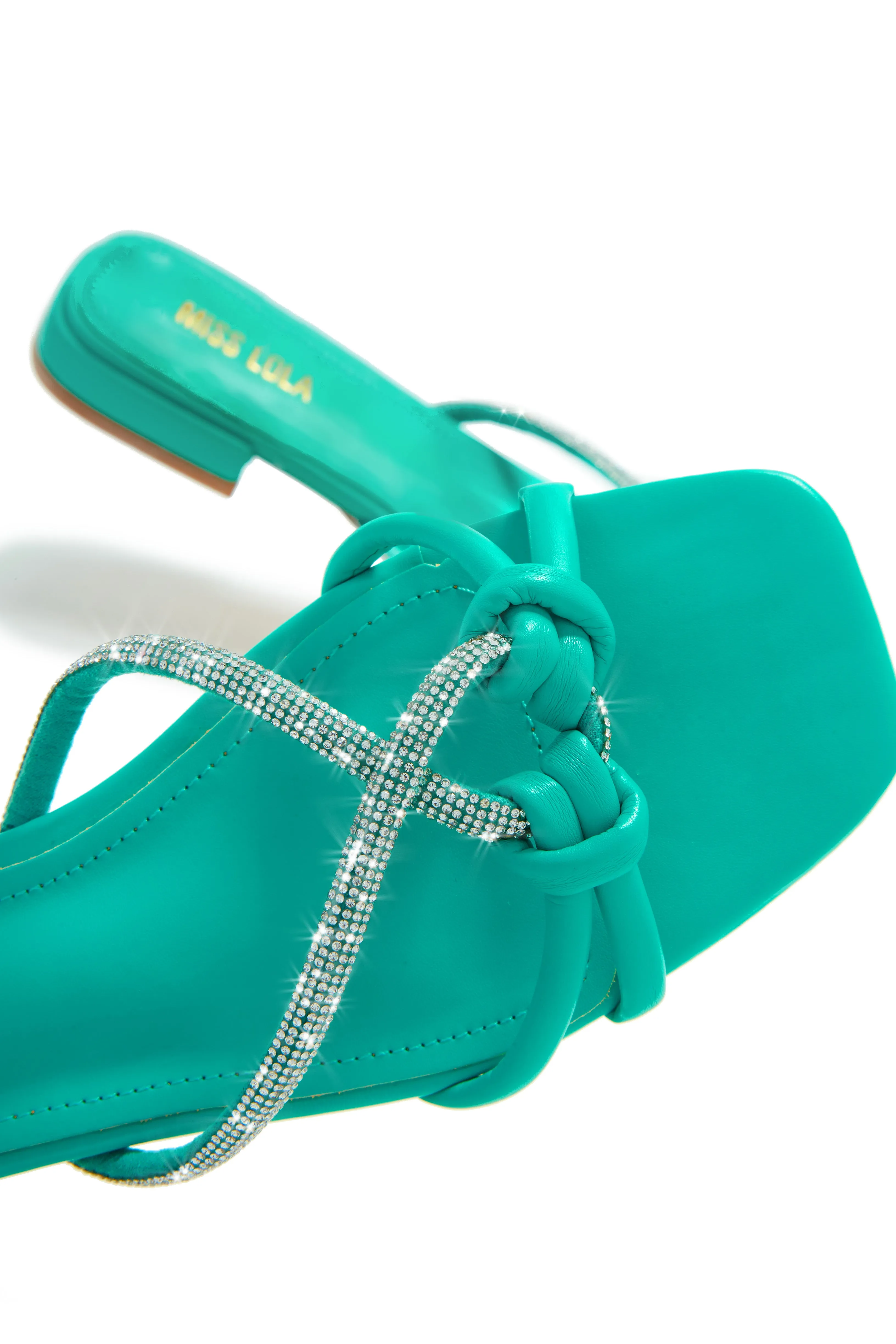 Fantasy Island Embellished Slip On Sandals - Turquoise