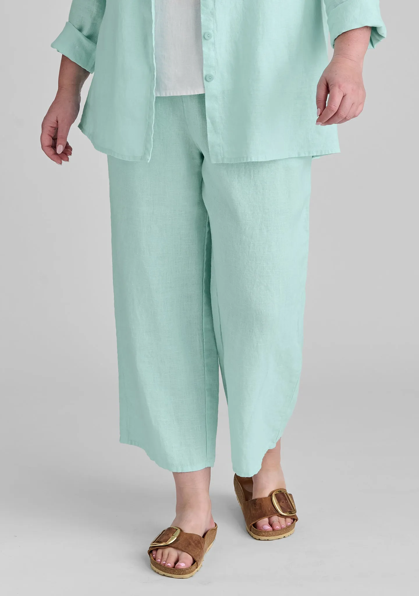 Floods - Linen Pants With Elastic Waist