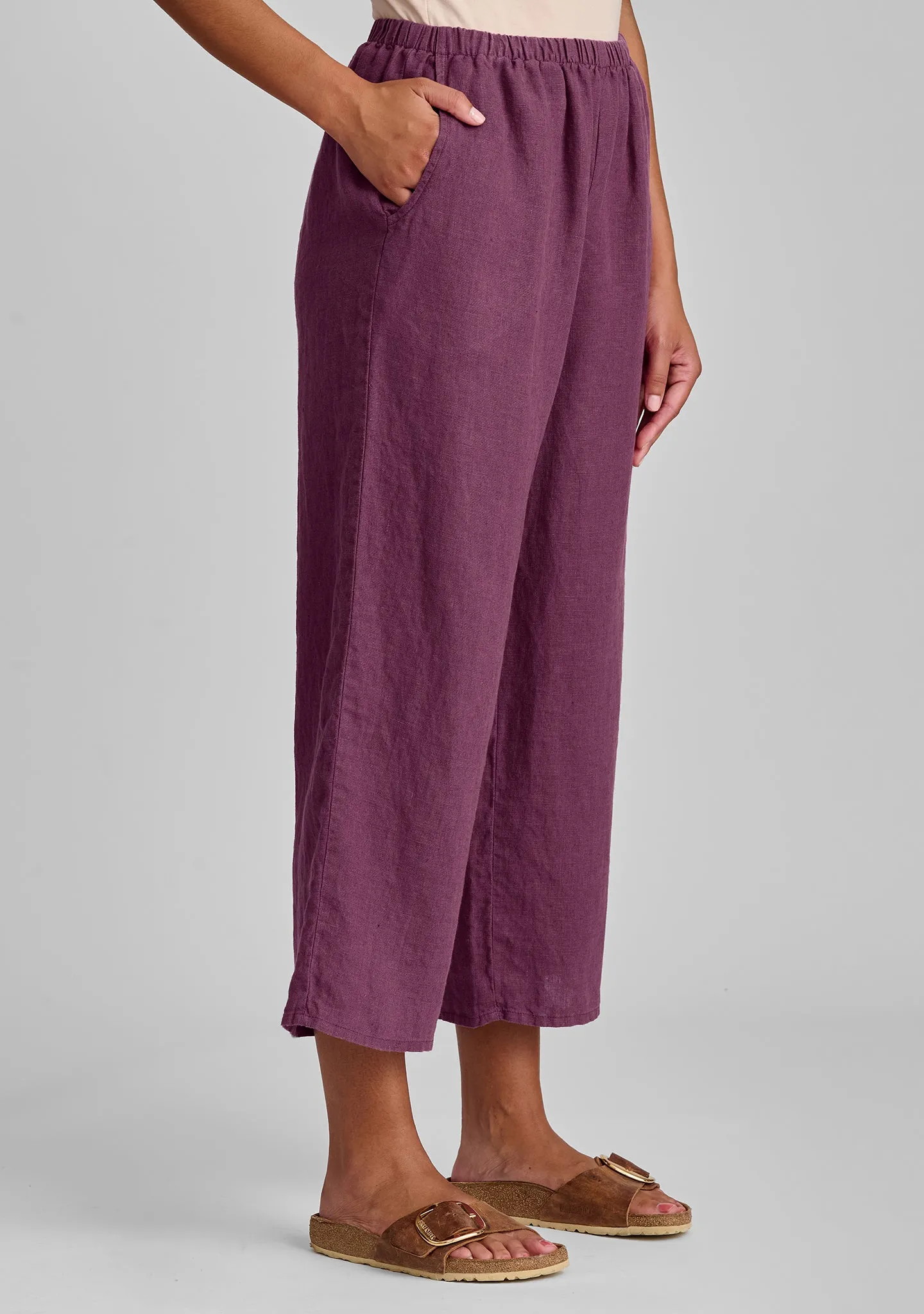 Floods - Linen Pants With Elastic Waist
