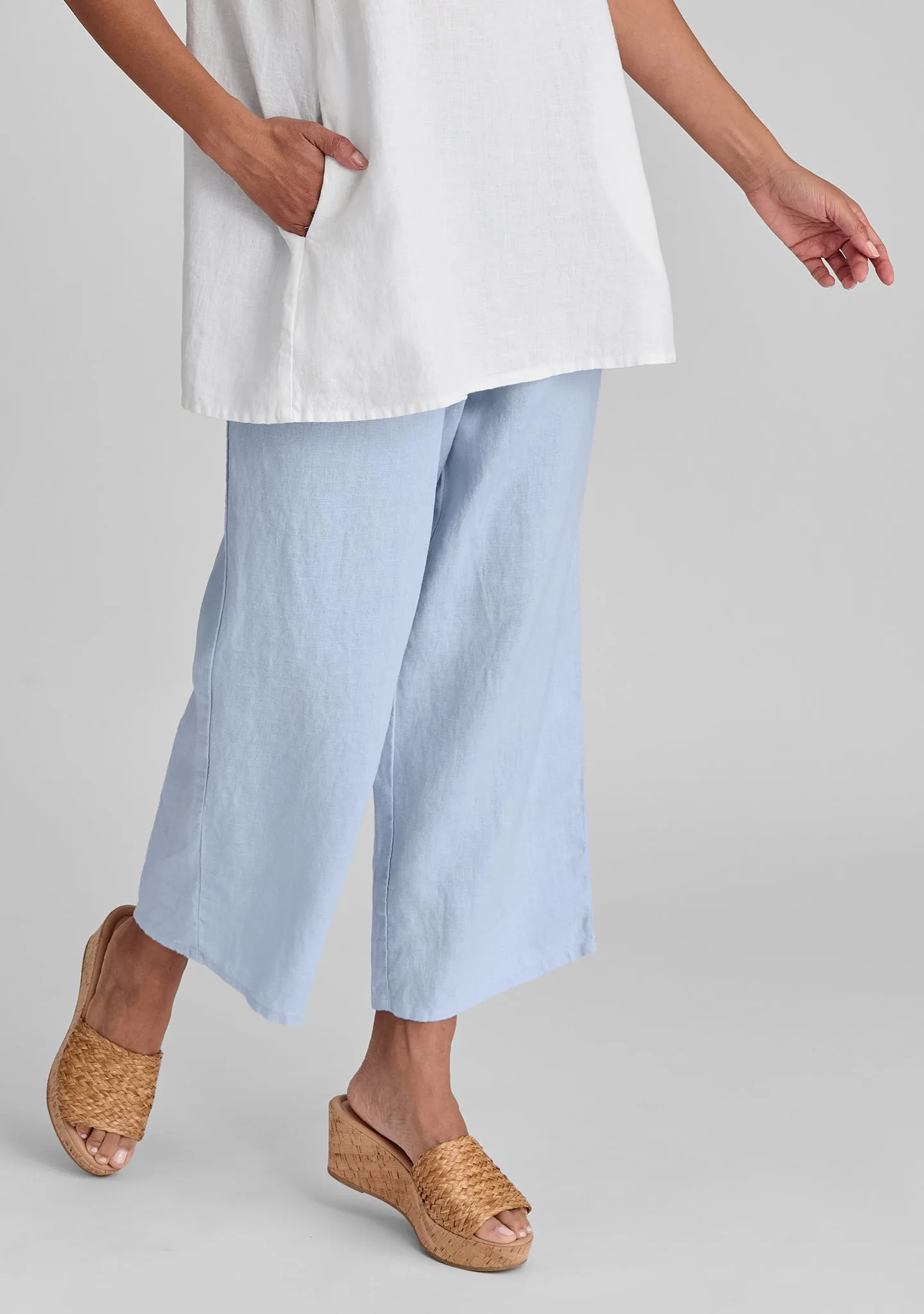 Floods - Linen Pants With Elastic Waist