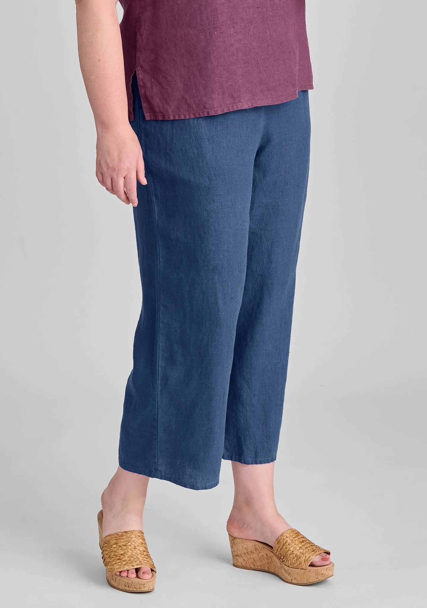 Floods - Linen Pants With Elastic Waist