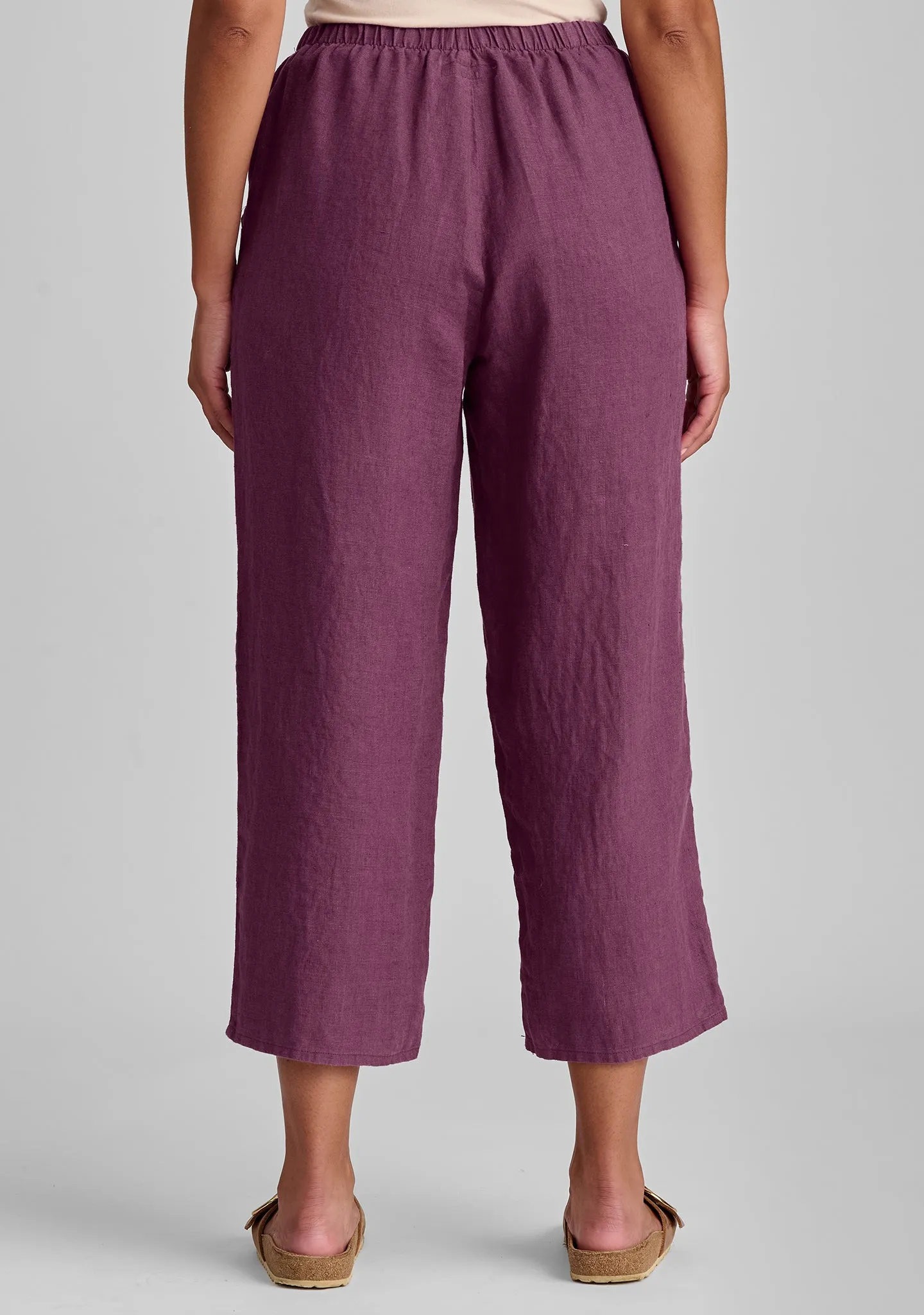 Floods - Linen Pants With Elastic Waist