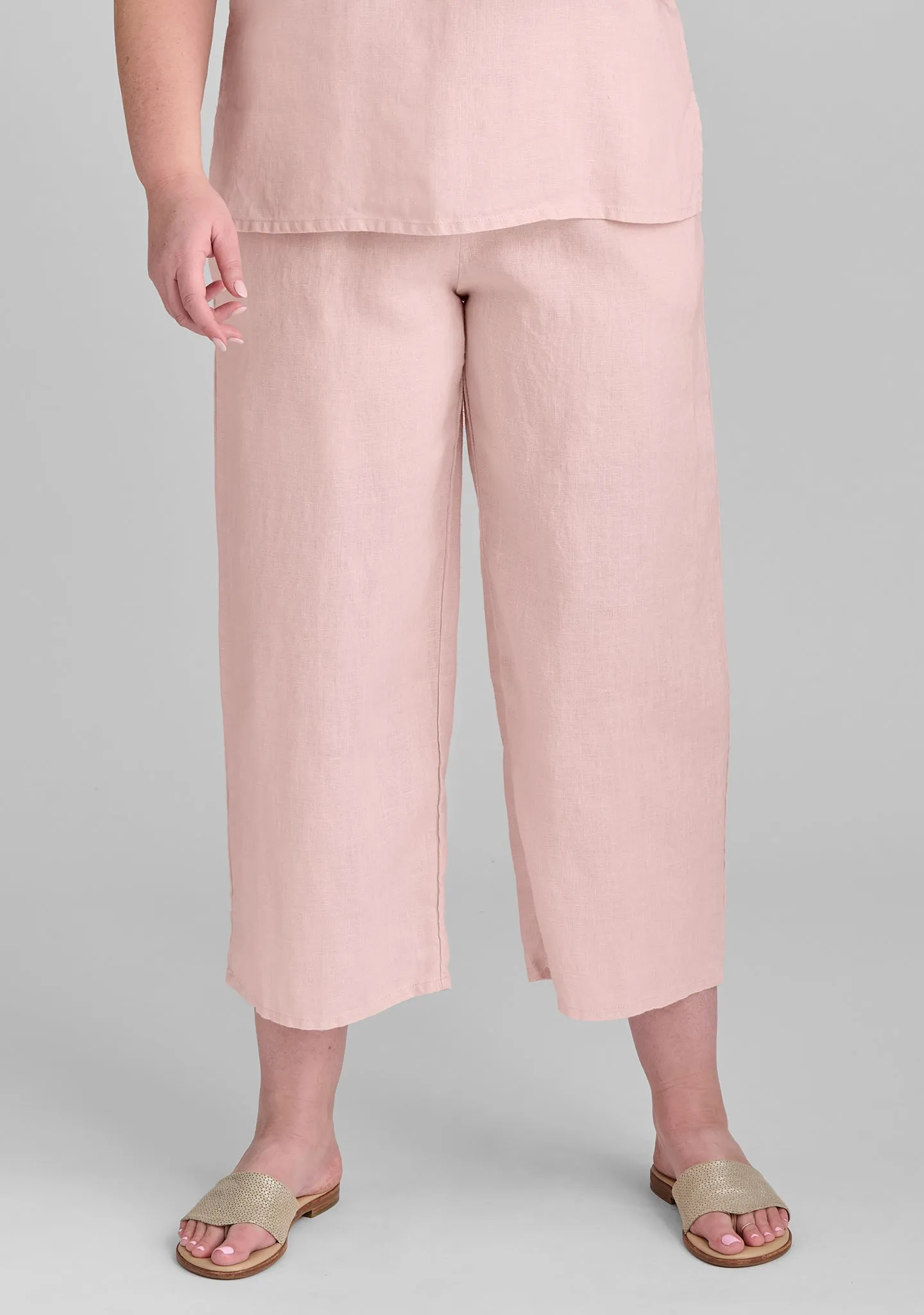 Floods - Linen Pants With Elastic Waist