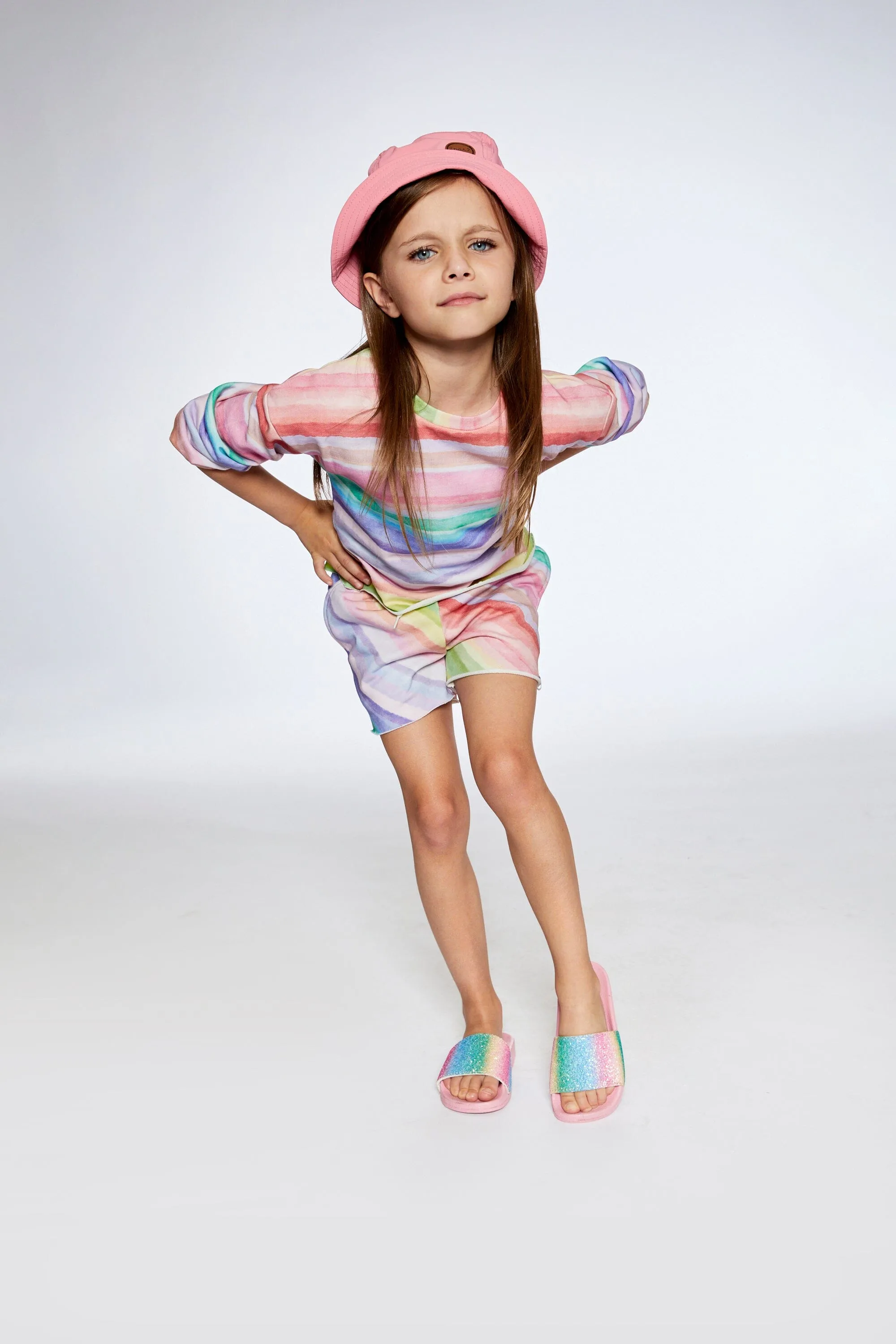 French Terry Sweatshirt Rainbow Stripe