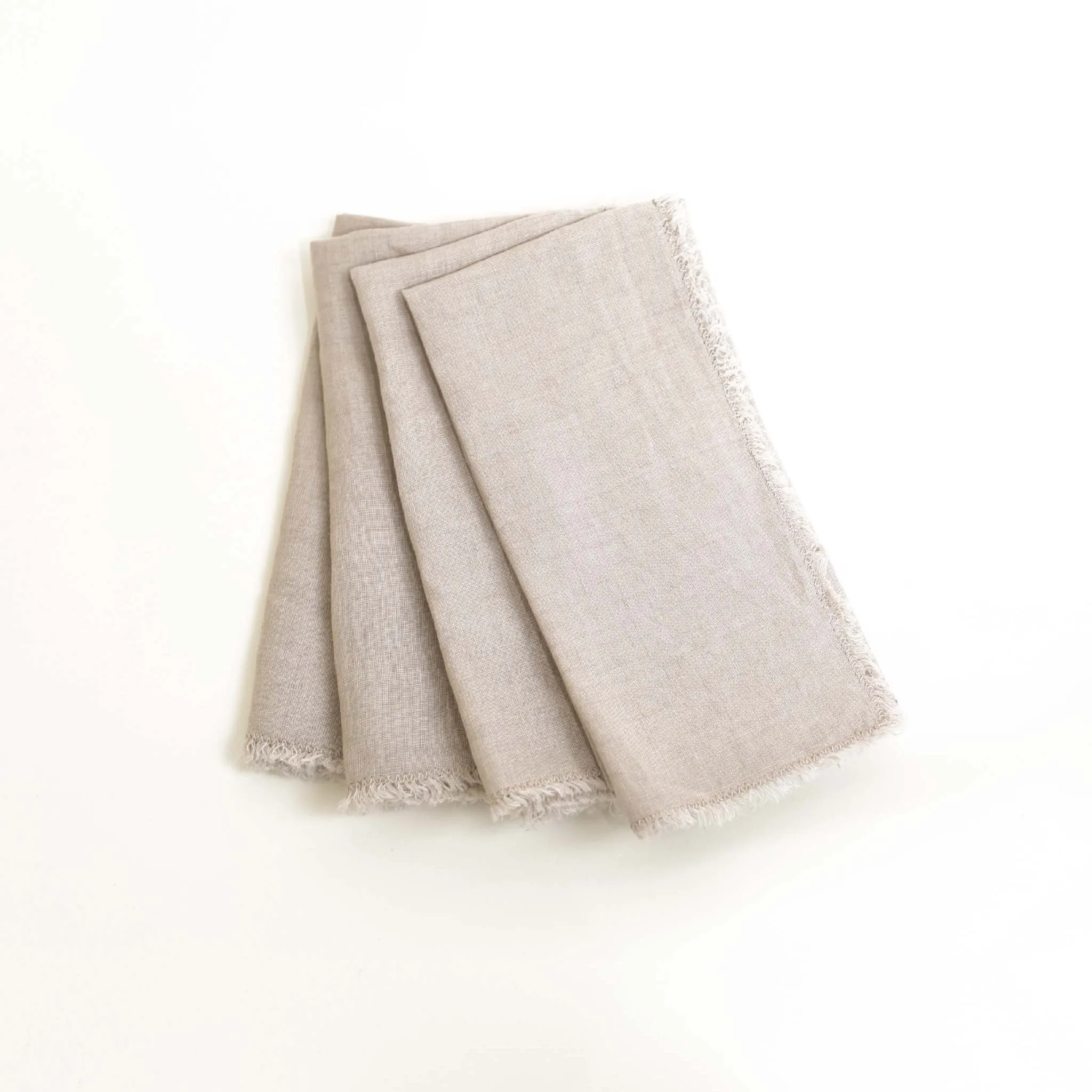 Fringed Linen Napkins Set