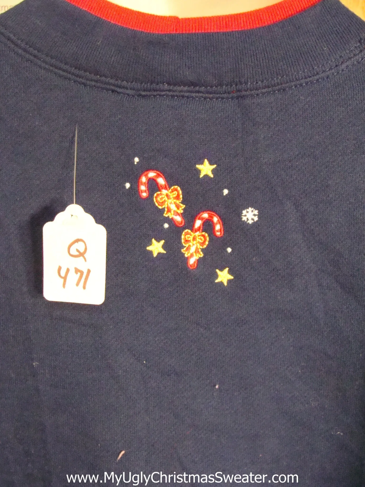 Funny Blue Christmas Sweatshirt Stick Arm Snowman