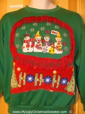 Funny Ugly Christmas Sweatshirt 3D Fringe Puffy HoHoHo