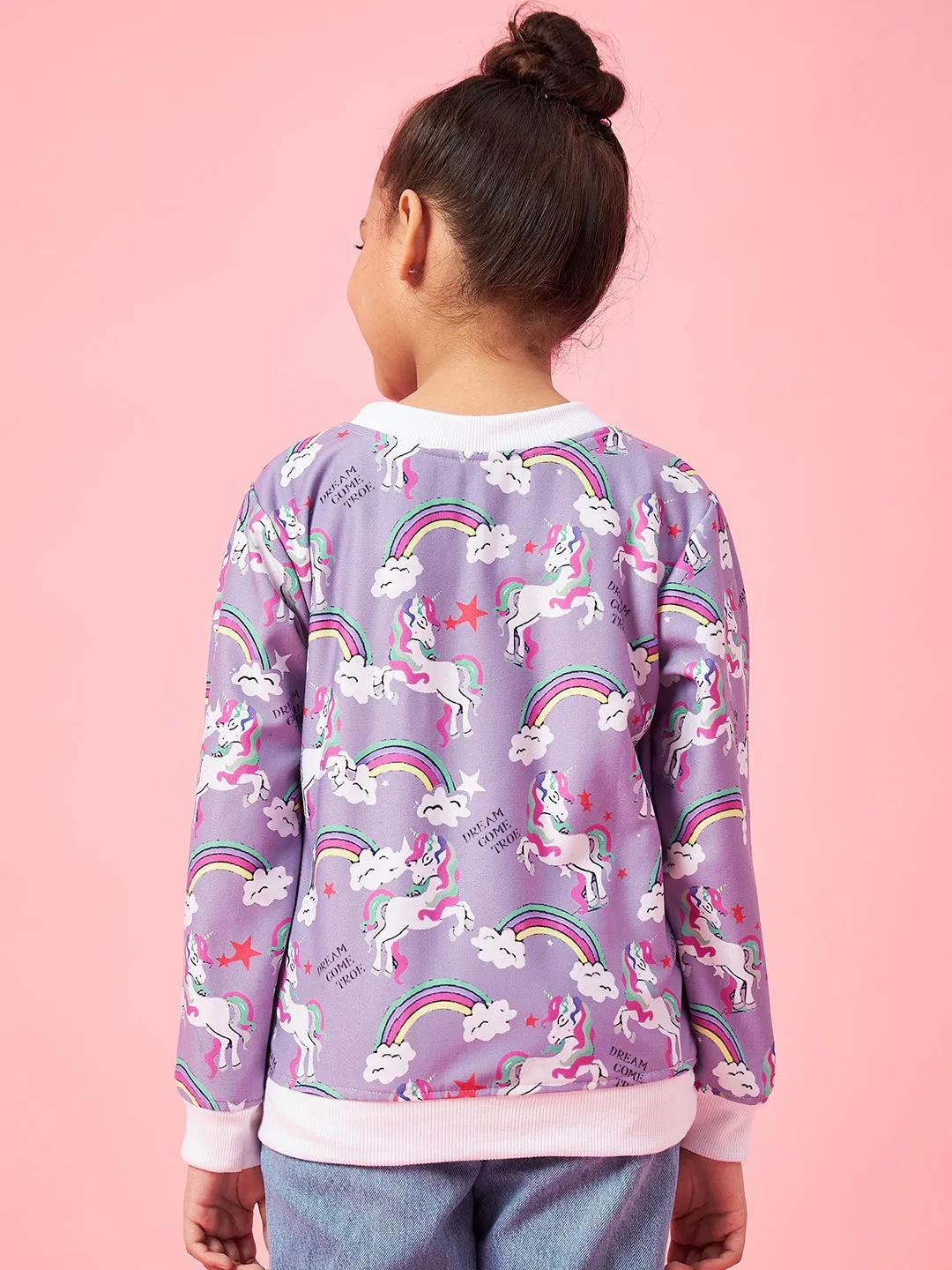 Girls Conversational Printed Pullover Sweatshirt - Ps Peaches