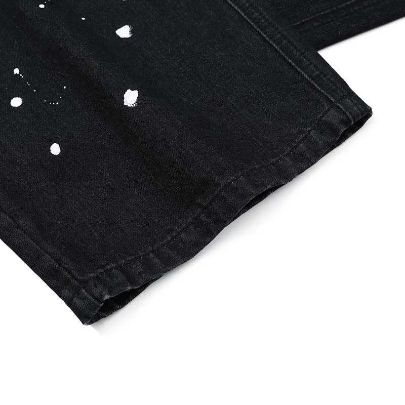 Gradient Graffiti Loose Straight Jeans