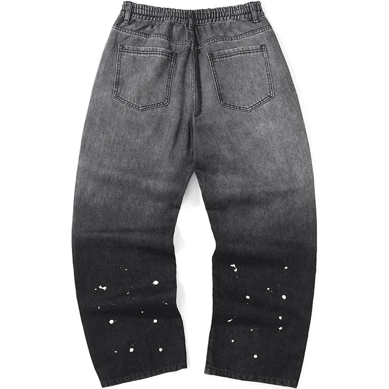 Gradient Graffiti Loose Straight Jeans