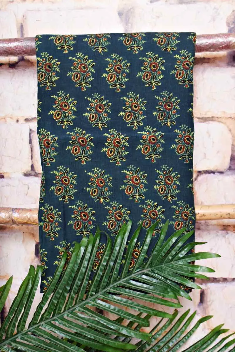 Green Ajrakh Block Print Linen Two Piece Set