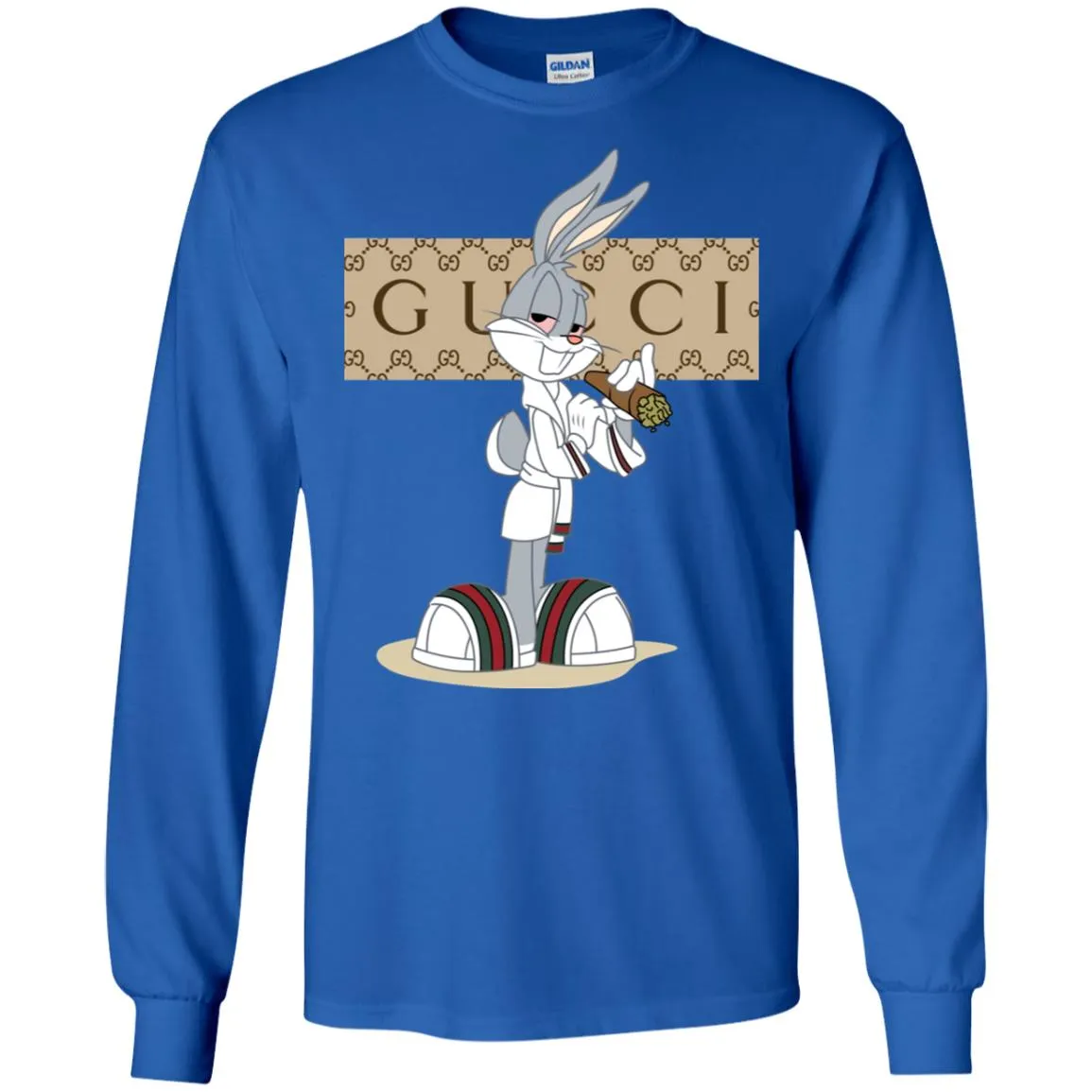 Gucci Rabbit Smoking Funny T-shirt Men Long Sleeve Shirt