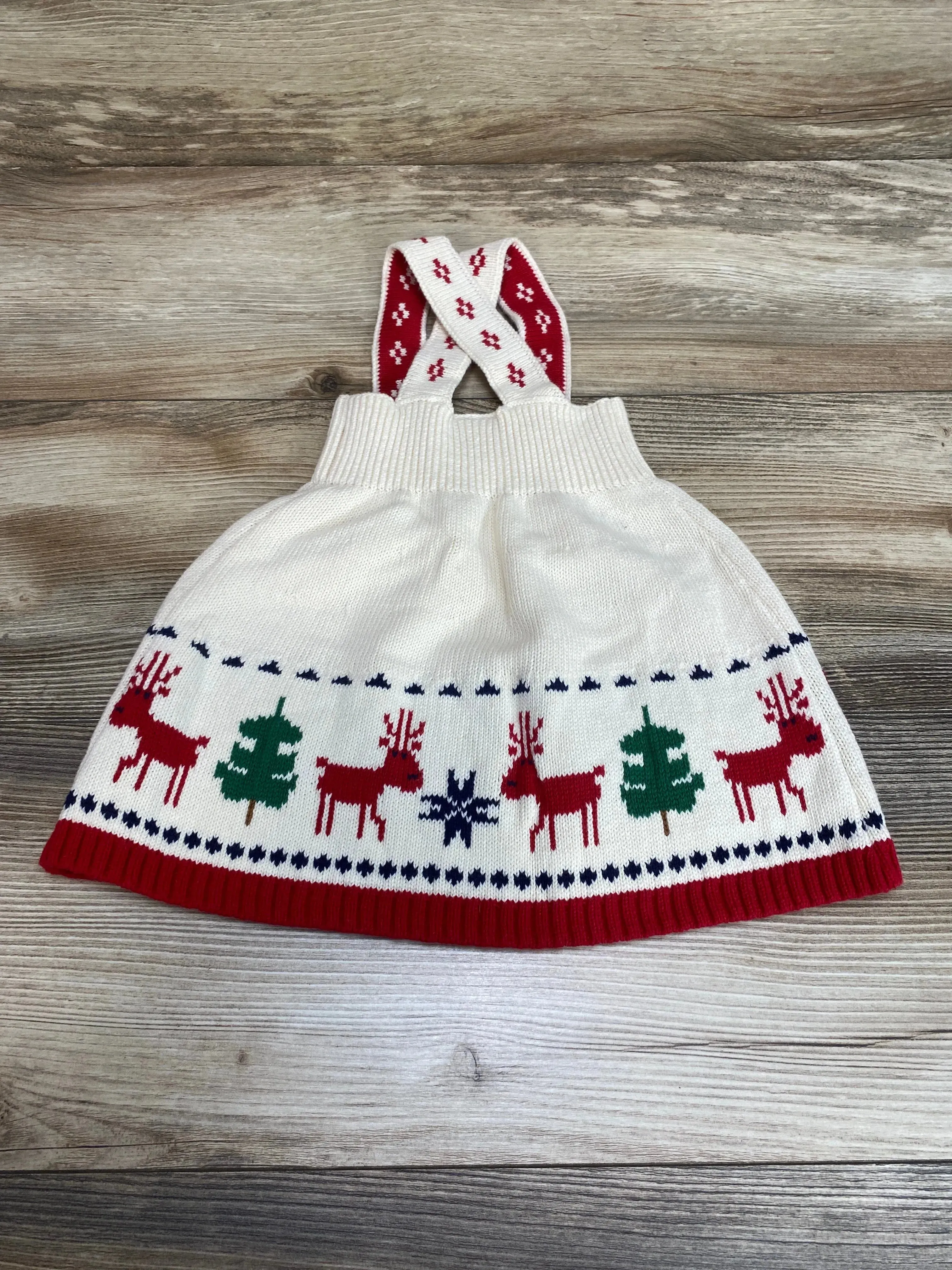 Hanna Andersson Holiday Sweater Dress White sz 6-12m