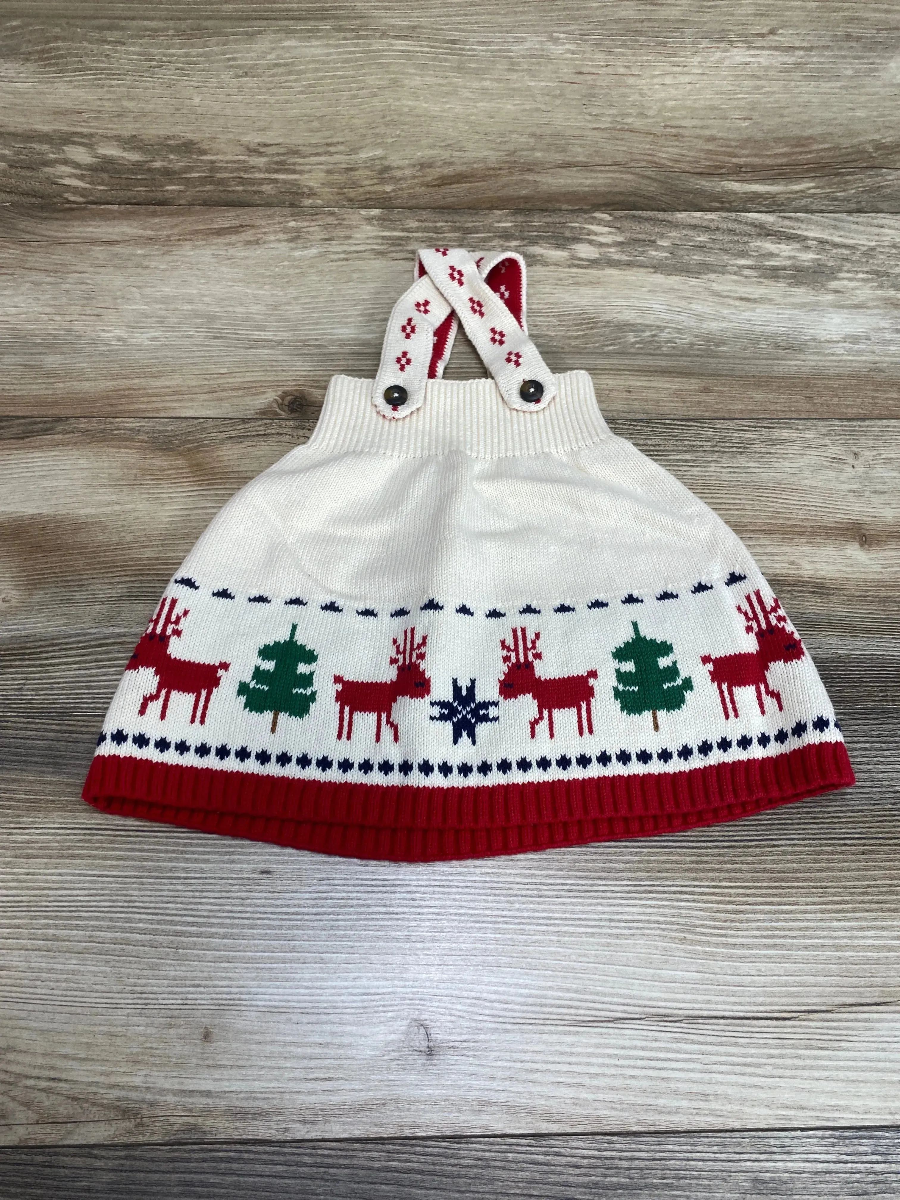Hanna Andersson Holiday Sweater Dress White sz 6-12m