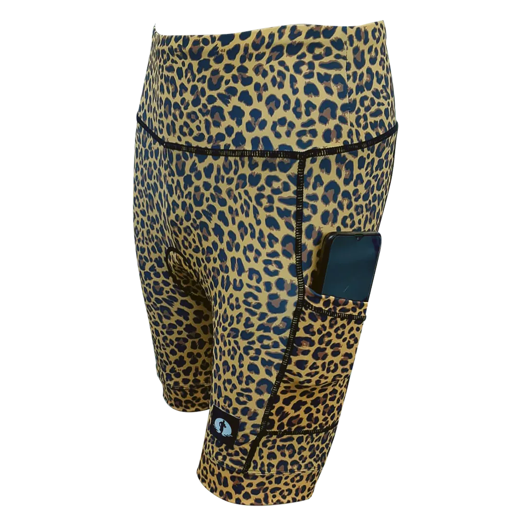 High Waist LADIES Cycling Shorts - Leopard