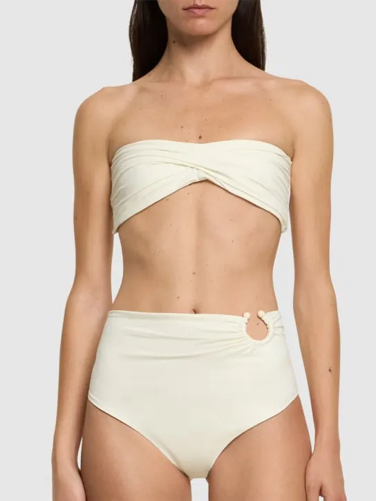 Johanna Ortiz   Ecru Taita high waist bikini bottoms 