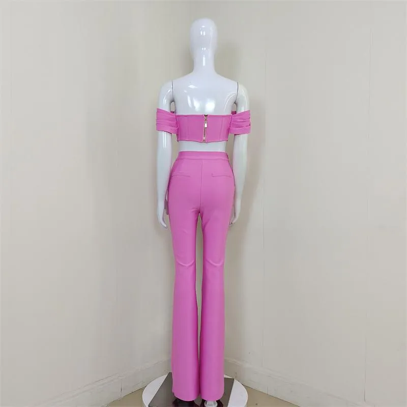 KittenAlarm - Ettie Off Shoulder Top & High Waist Pants Set