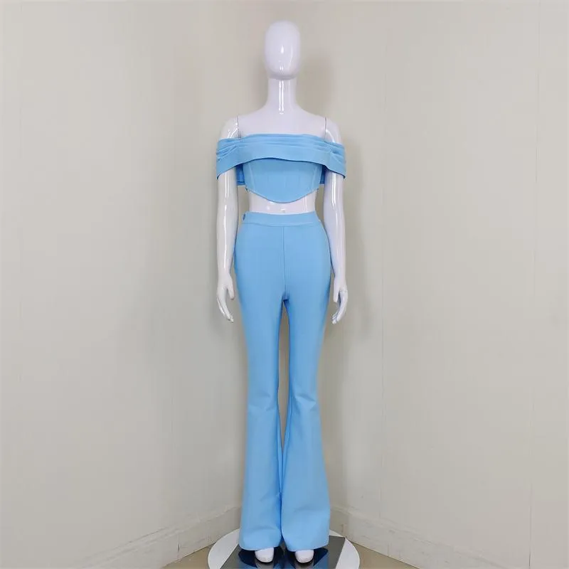 KittenAlarm - Ettie Off Shoulder Top & High Waist Pants Set
