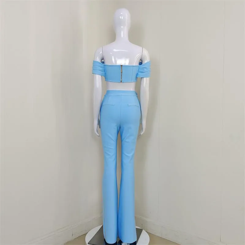 KittenAlarm - Ettie Off Shoulder Top & High Waist Pants Set