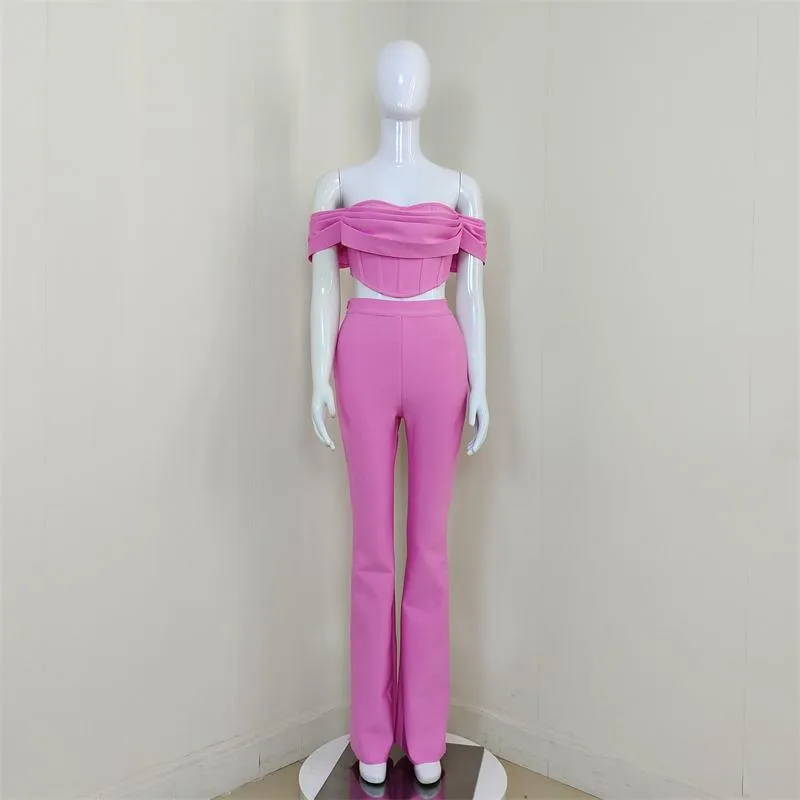 KittenAlarm - Ettie Off Shoulder Top & High Waist Pants Set
