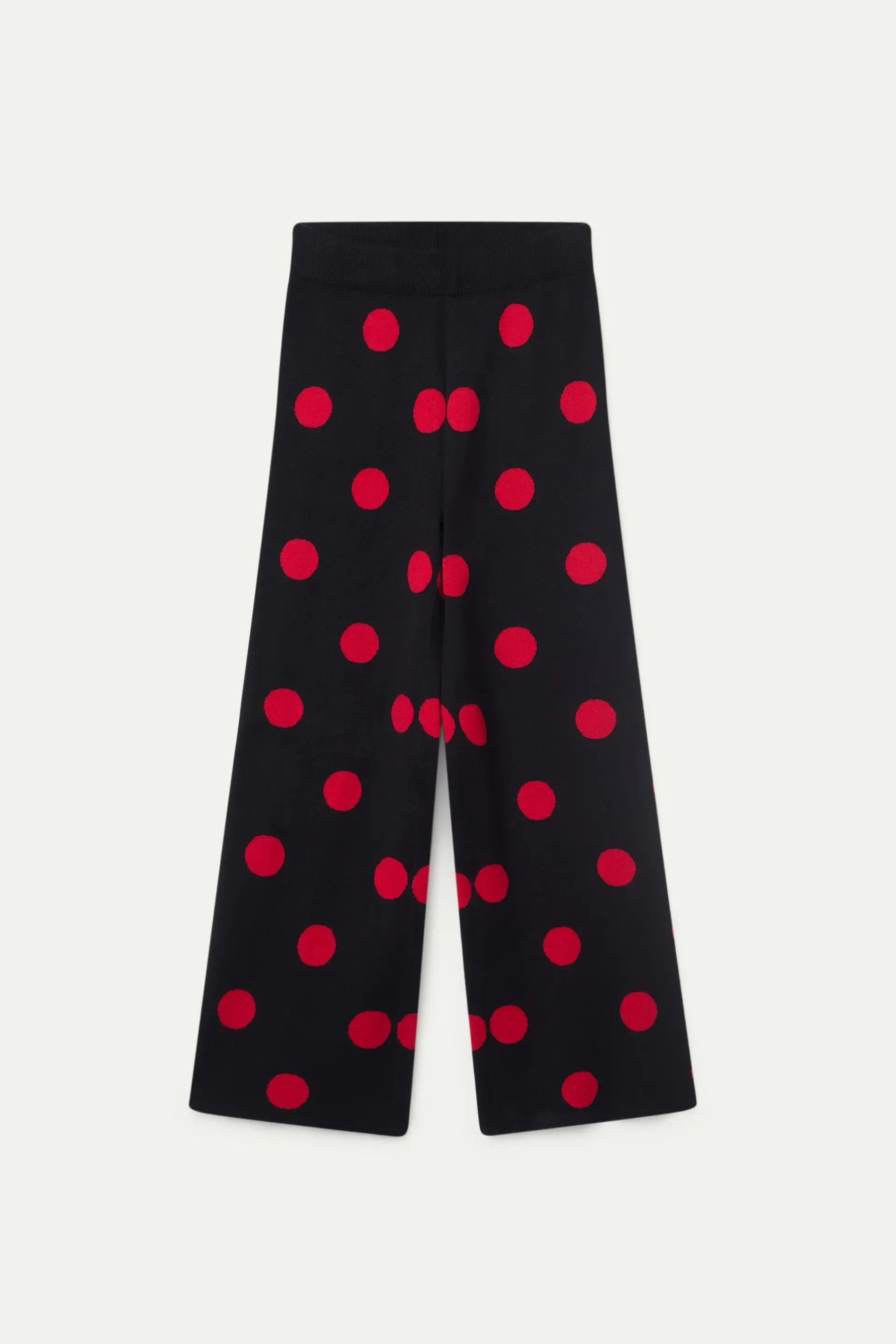 Knitted Polka Dots Print Jacquard Pants
