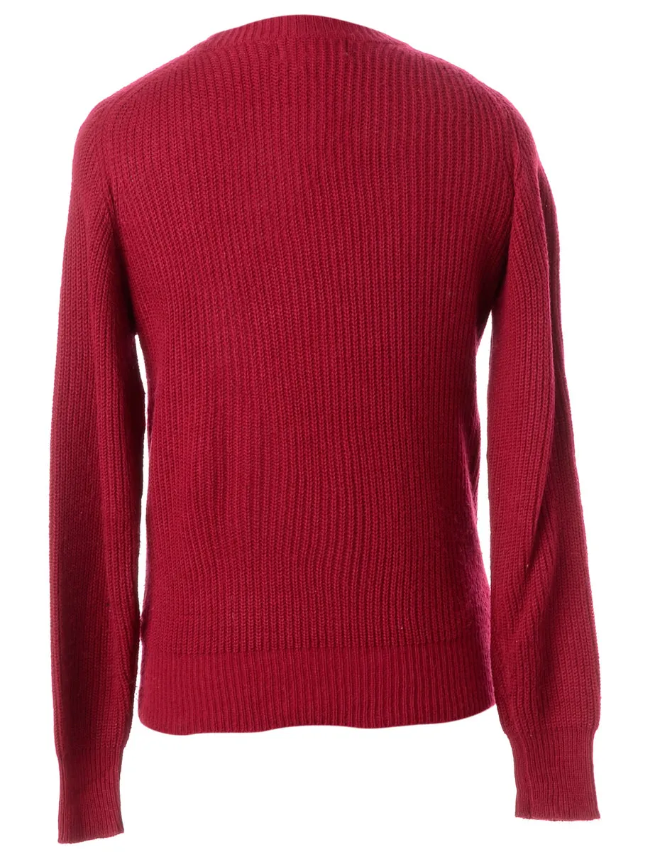 Label Hot Pink Zip Front Knitted Jumper