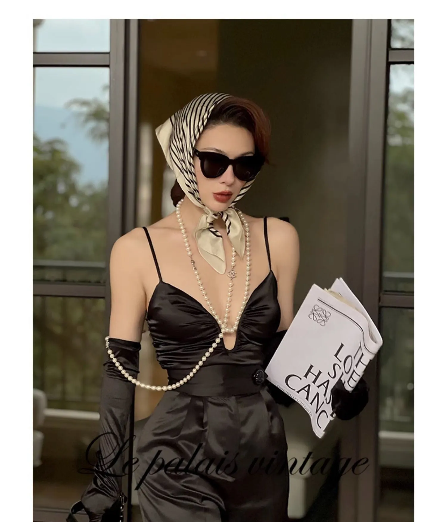 Le Palais Vintage Elegant Slim Fit Black High Waist Pants-Nancy