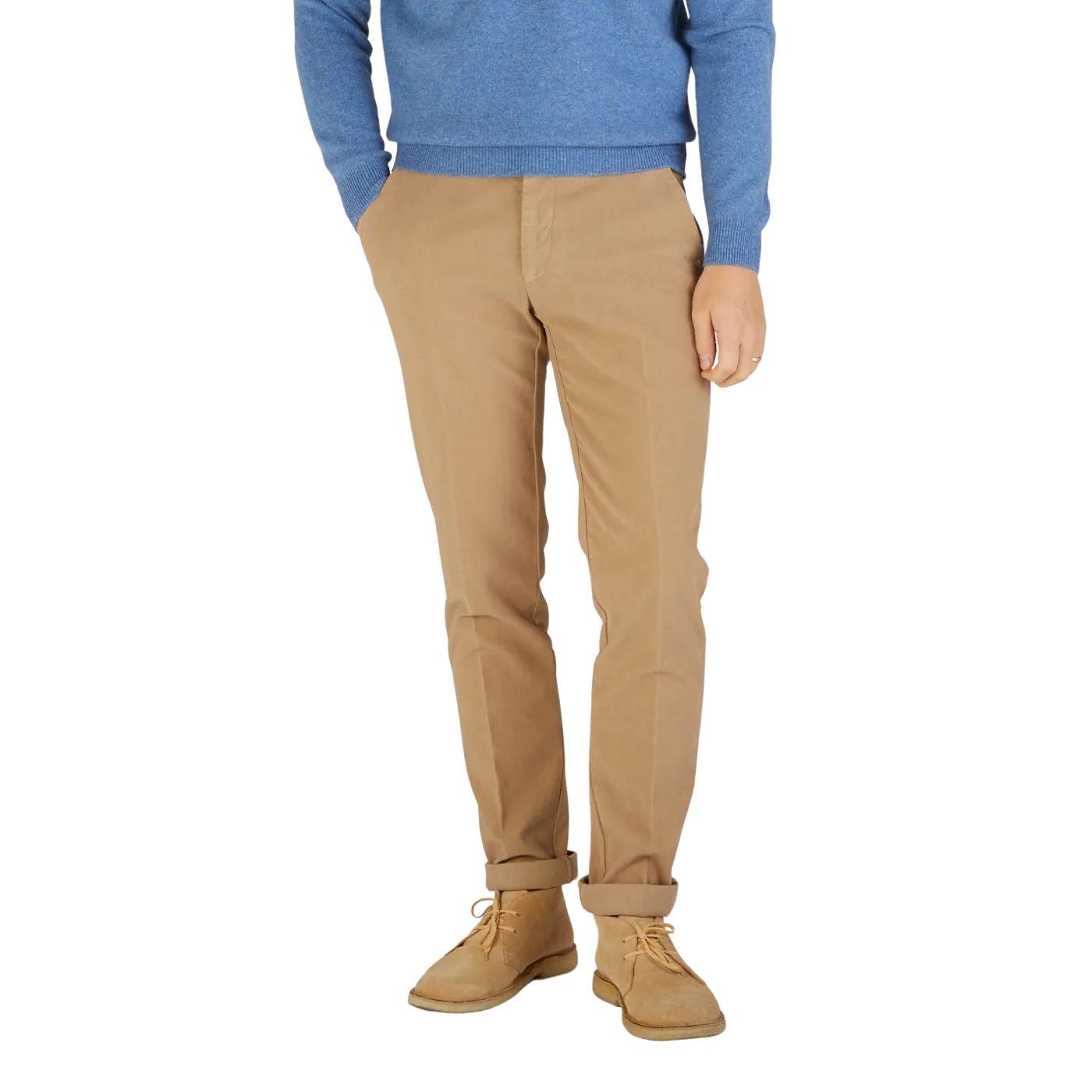 Light Beige Cotton Moleskin Chinos
