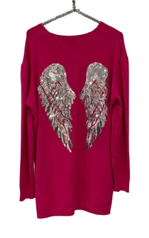 Limited Edition Angels Batwing Jumper In Shocking Pink Made In Italy By Feathers Of Italy