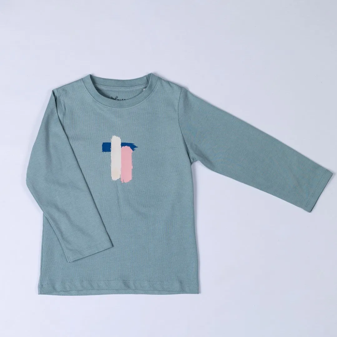 Long Sleeve T-Shirt | Blue Brushstroke