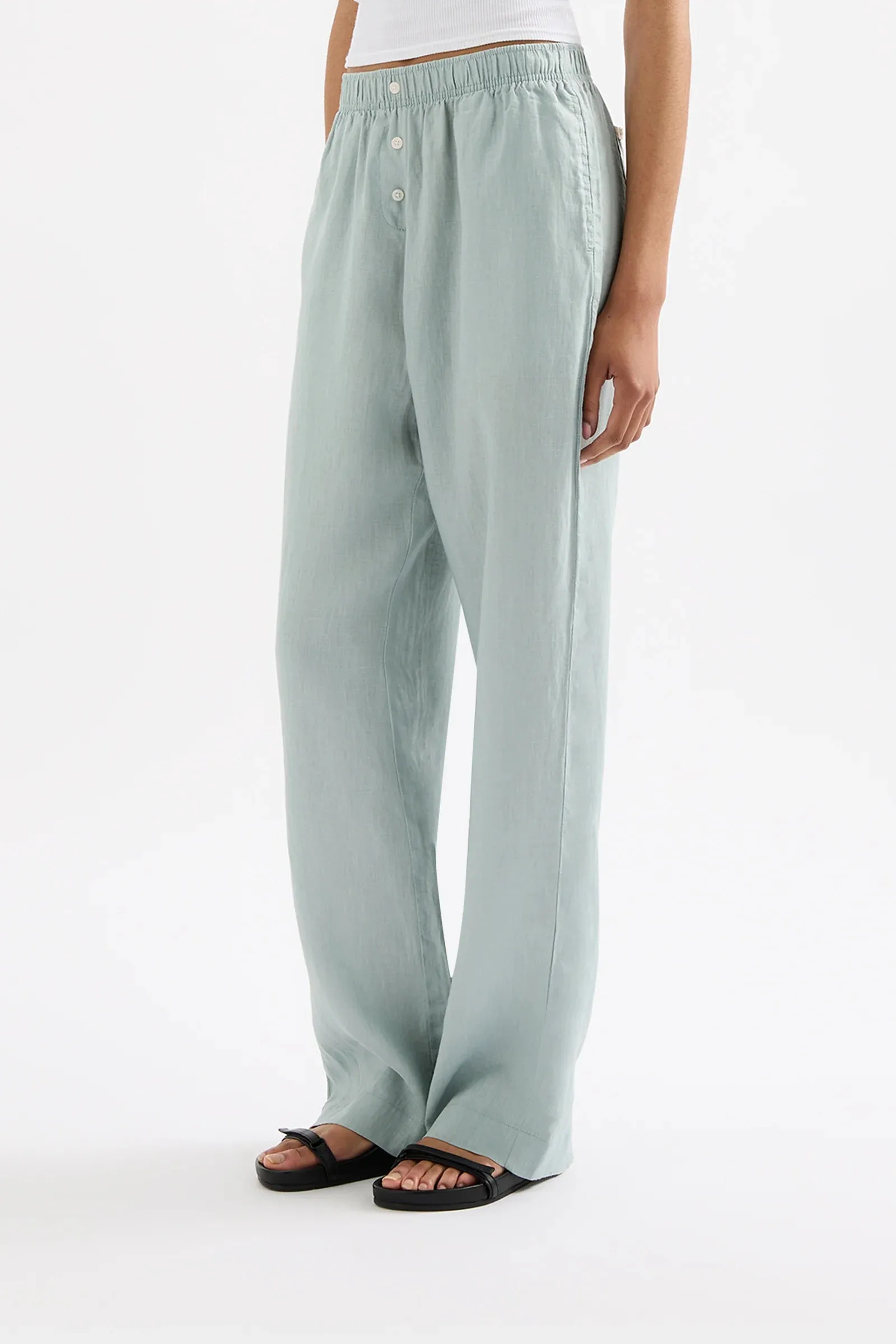 LOUNGE LINEN PANT | SEAFOAM