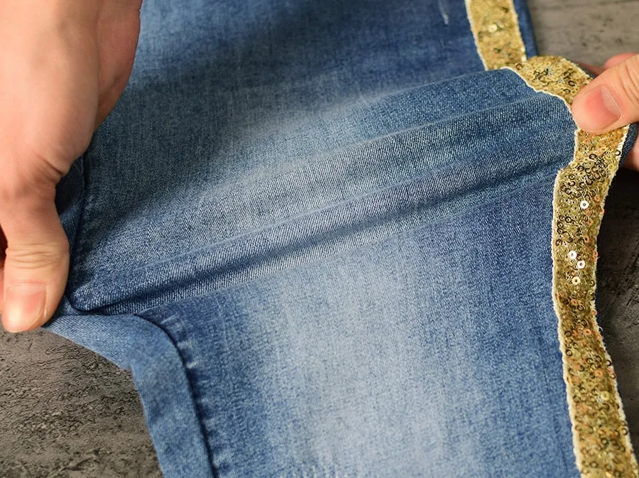 Low Waist Fashion Side Stripe Skinny Jeans