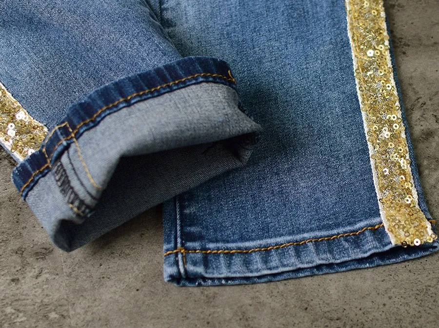 Low Waist Fashion Side Stripe Skinny Jeans