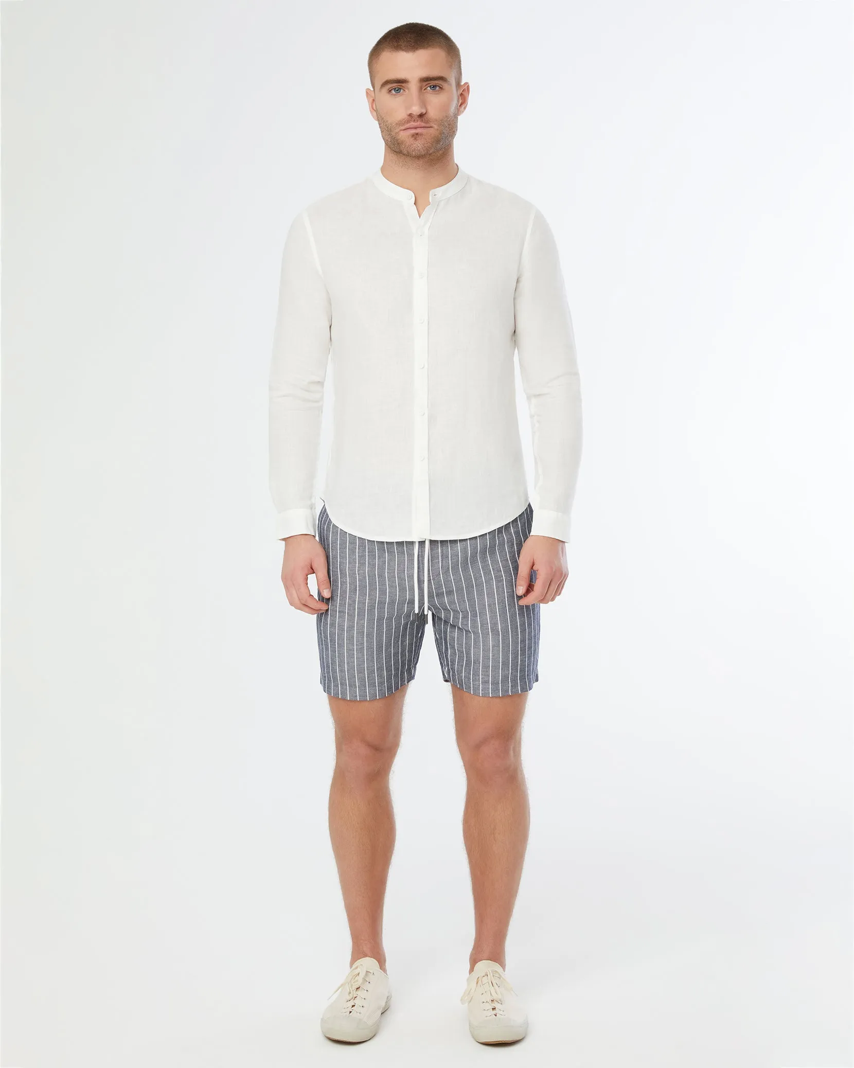 Mandarin Collar Linen Shirt