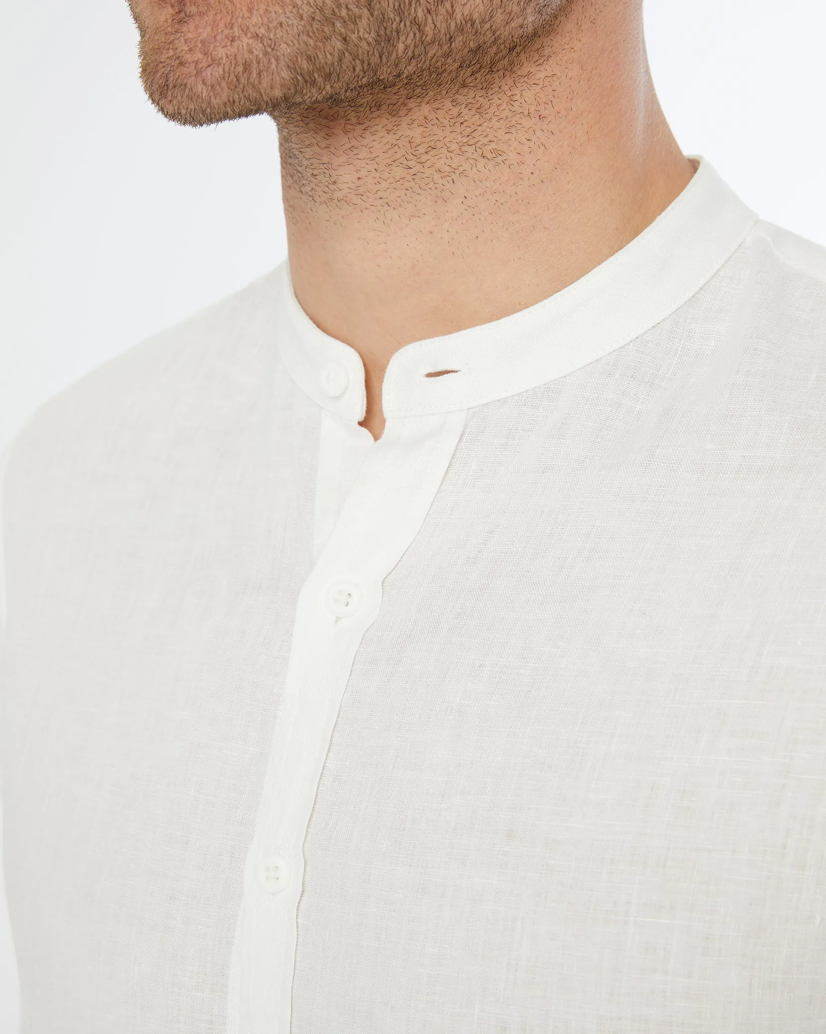 Mandarin Collar Linen Shirt