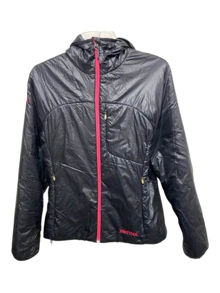 Marmot Size M Black Nylon Quilted Hood Zip Jacket