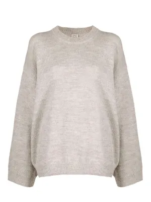 Melange-effect crew neck jumper