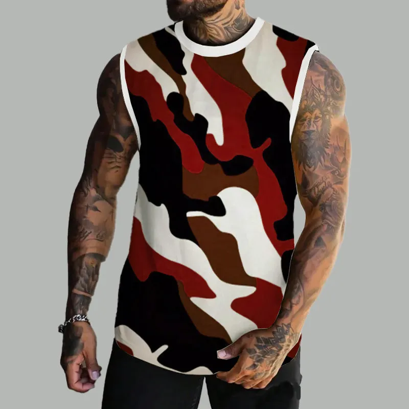 Men's Spring/Summer Printed Regular Fit Crew Neck Vest 11567669YM