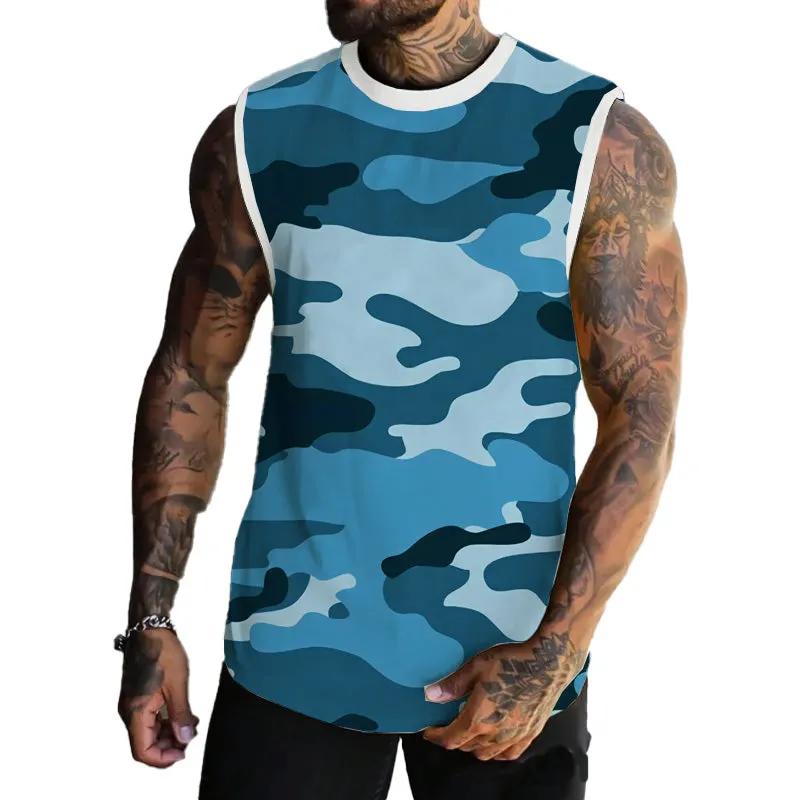Men's Spring/Summer Printed Regular Fit Crew Neck Vest 11567669YM