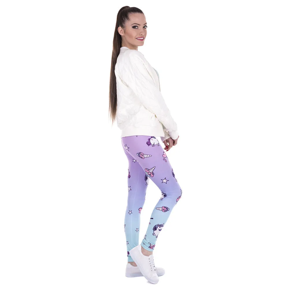 New Fashion Women Leggings Unicorn And Sweets Printing Leggins Fitness Legging Sexy High Waist Pants