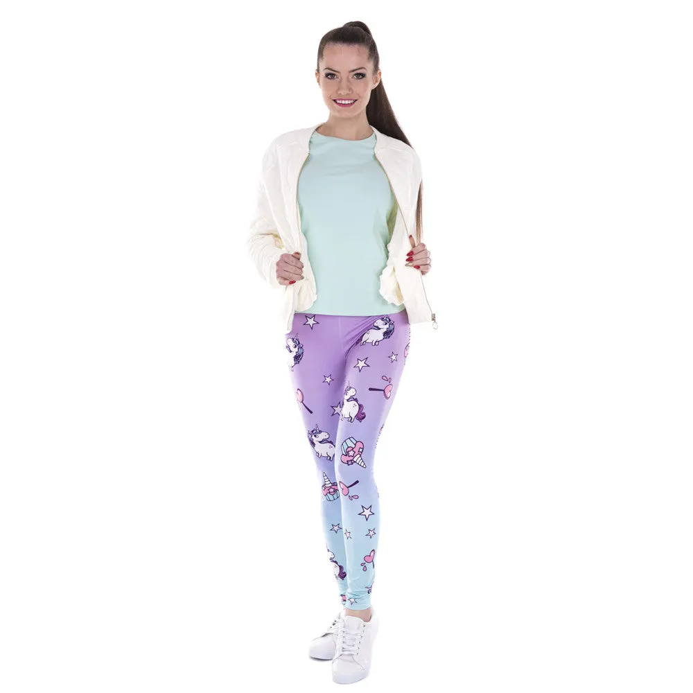 New Fashion Women Leggings Unicorn And Sweets Printing Leggins Fitness Legging Sexy High Waist Pants
