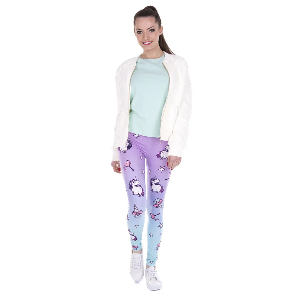 New Fashion Women Leggings Unicorn And Sweets Printing Leggins Fitness Legging Sexy High Waist Pants