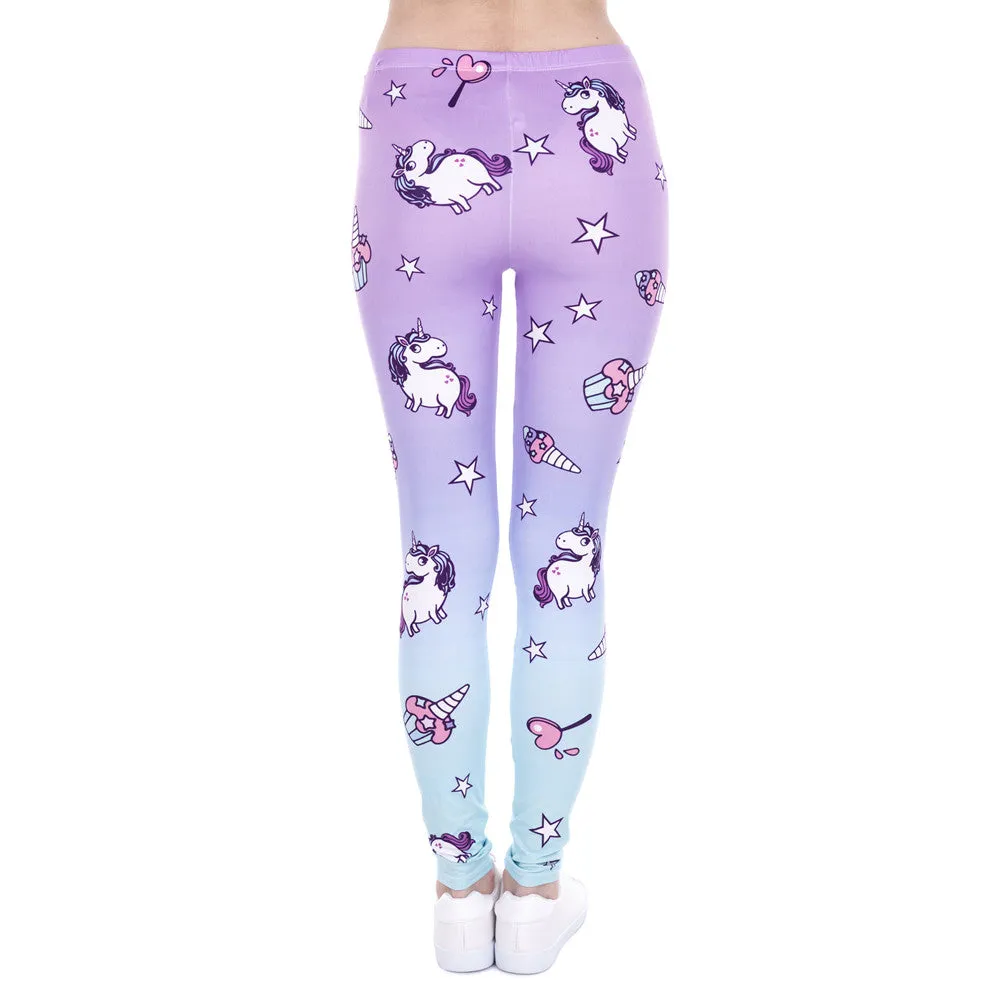 New Fashion Women Leggings Unicorn And Sweets Printing Leggins Fitness Legging Sexy High Waist Pants