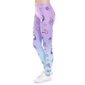New Fashion Women Leggings Unicorn And Sweets Printing Leggins Fitness Legging Sexy High Waist Pants