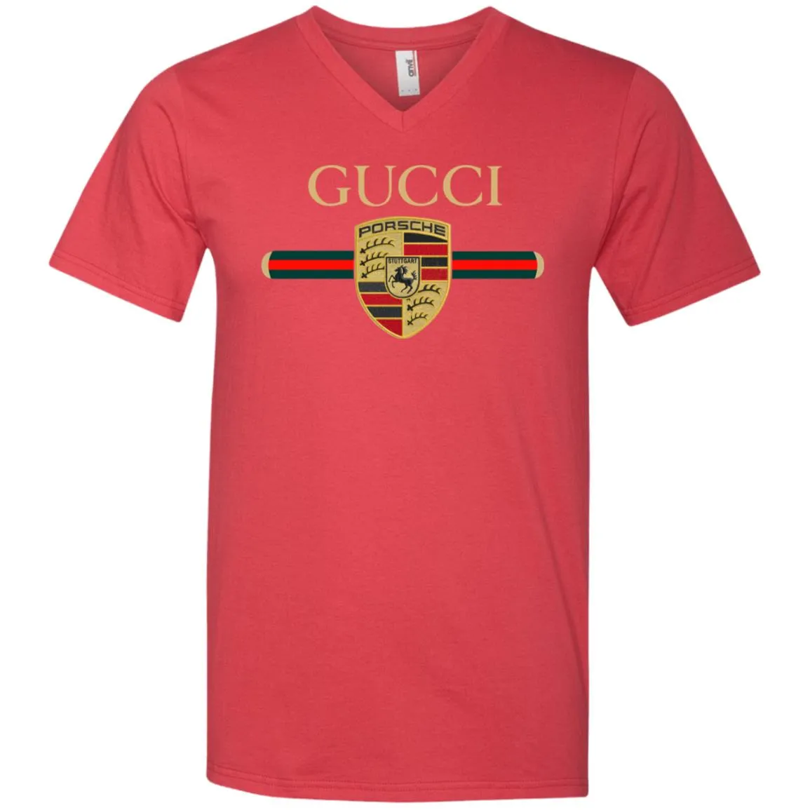 New Gucci Porsche Shirt Men V-Neck T-Shirt