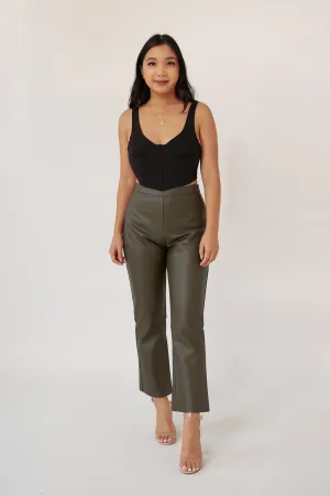 Olive Leather Pants