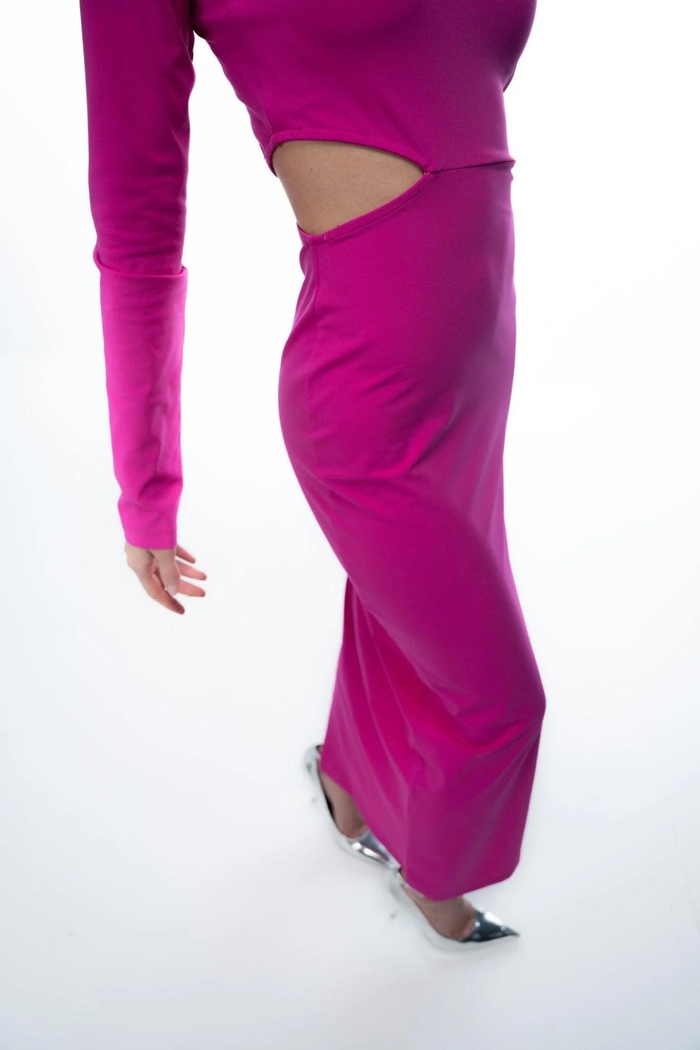 PEAK A BOO CUT OUT LONG BODYCON DRESS