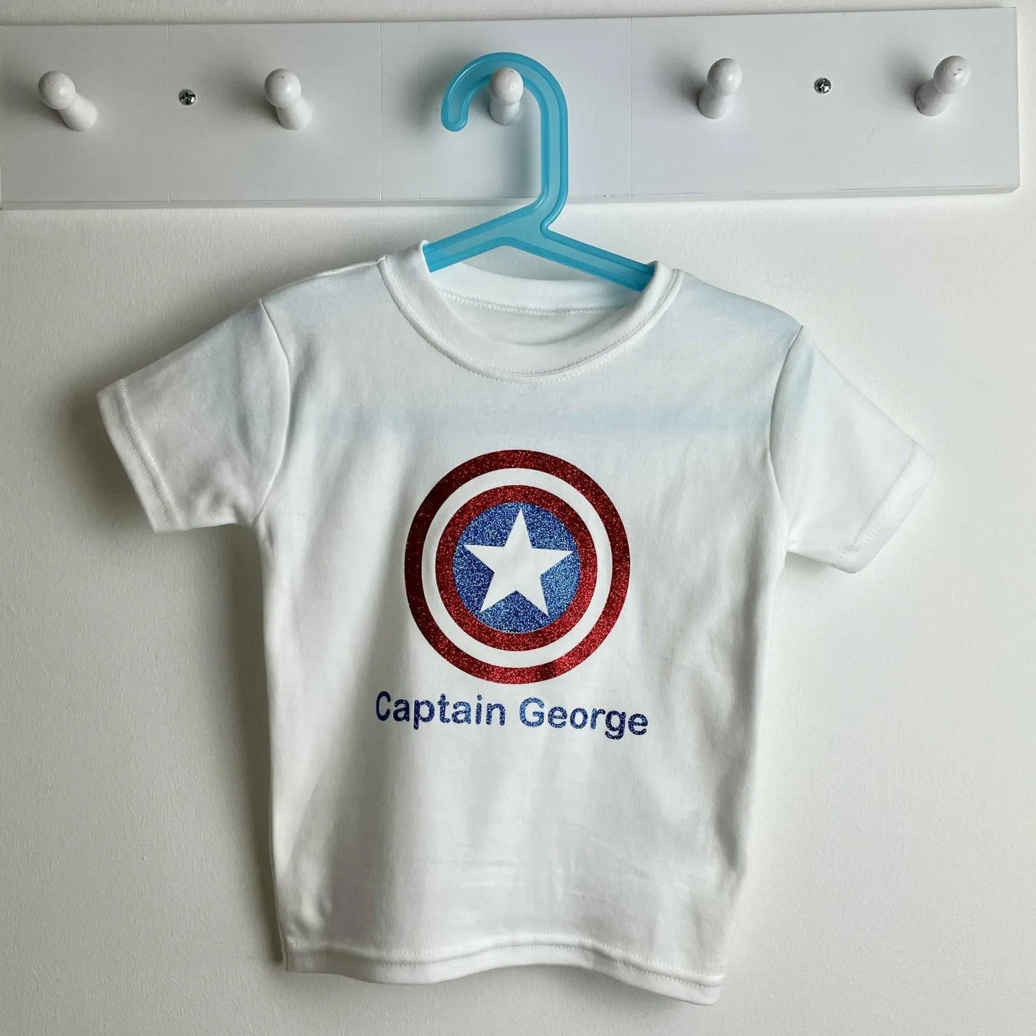 Personalised Captain America T-Shirt, Superhero Avengers Boy's Top
