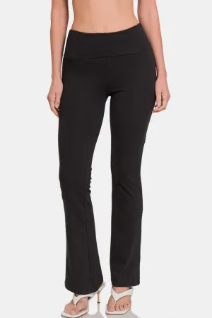 Plus Size High Waist Wide Waistband Bootcut Active Pants