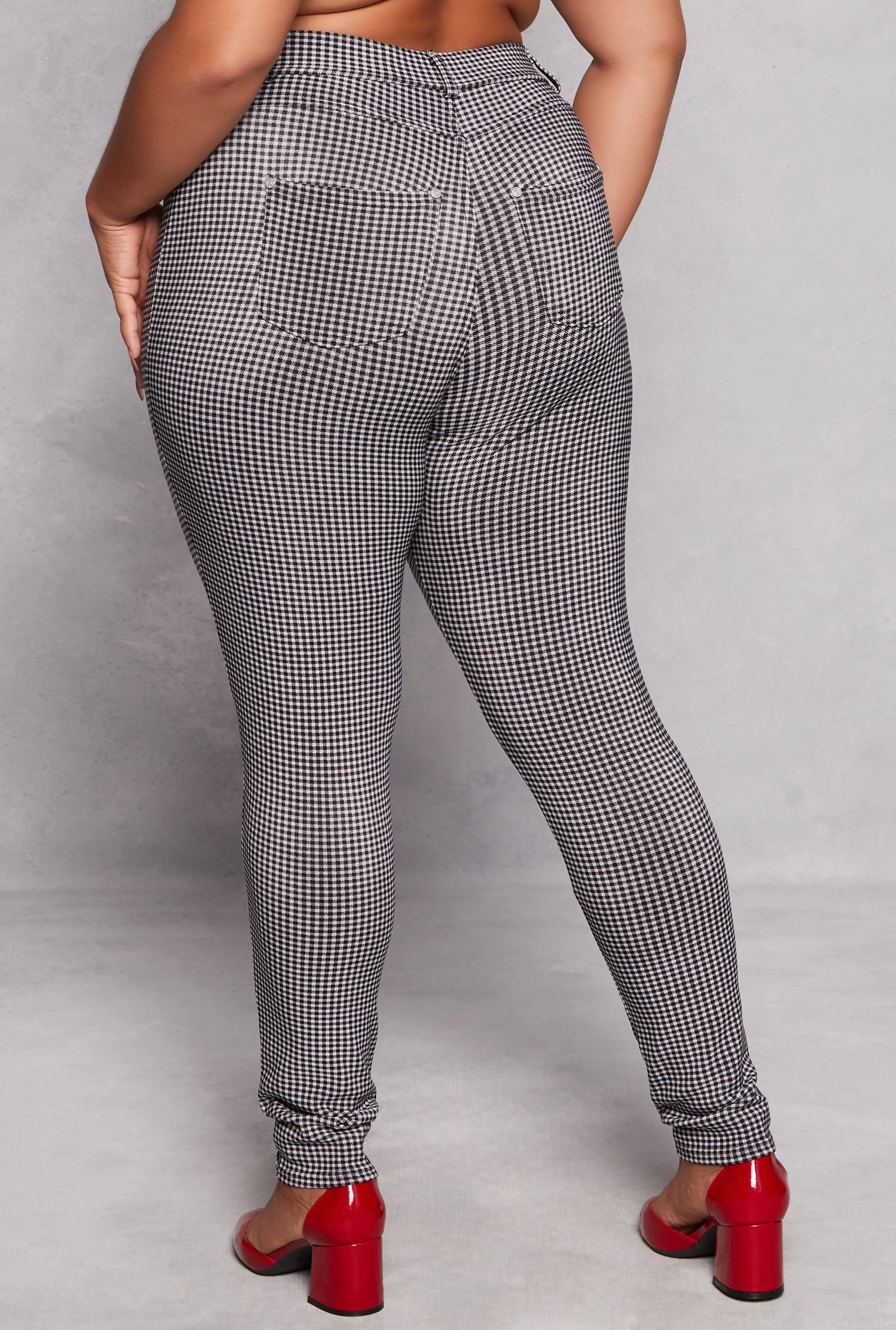 Plus Size Houndstooth High Waist Pants